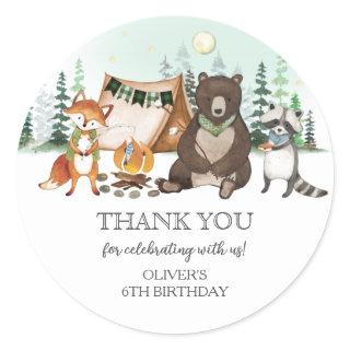S'more Camping Bear Fox Raccoon Bonfire Birthday  Classic Round Sticker