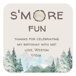 S'more Fun Birthday Thank You Favors Square Sticker