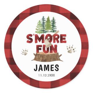 Smore Lumberjack Birthday Classic Round Sticker
