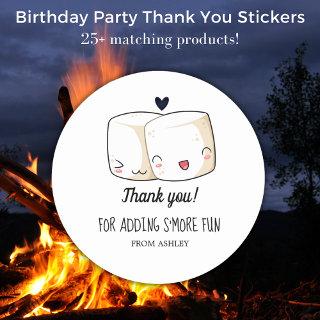 S'more Marshmallows Backyard Birthday Party Favor Classic Round Sticker