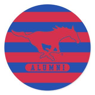 SMU Mustangs Alumni Stripes Classic Round Sticker