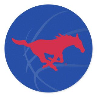 SMU Mustangs Basketball Classic Round Sticker