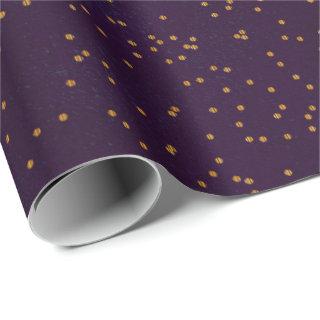 Smudge Plum Purple with Gold Confetti Dots
