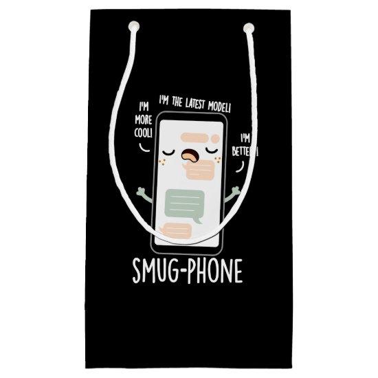 Smug Phone Funny Cellphone Pun Dark BG Small Gift Bag