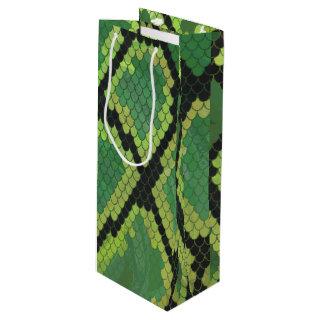 Snake Black and Green Print Wine Gift Bag