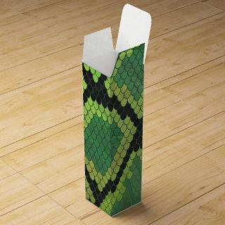 Snake Black and Green Print Wine Gift Box