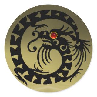 SNAKE  DRAGON ,black ,grey agate,red ruby Classic Round Sticker