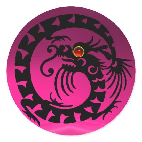 SNAKE  DRAGON ,black, pink amethyst ,red ruby Classic Round Sticker