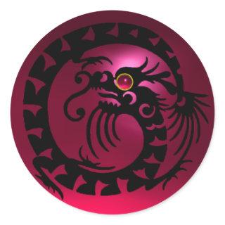 SNAKE  DRAGON ,black,red pink ruby Classic Round Sticker