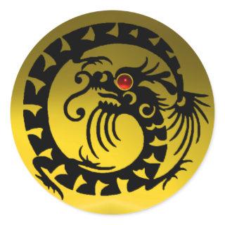 SNAKE  DRAGON ,black ,yellow topaz,red ruby Classic Round Sticker