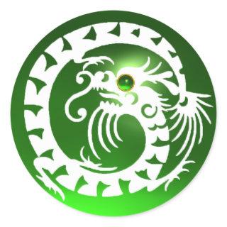 SNAKE  DRAGON  ,emeral green Classic Round Sticker