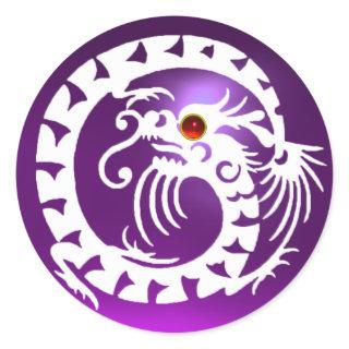 SNAKE  DRAGON , white, purple amethyst ,red ruby Classic Round Sticker