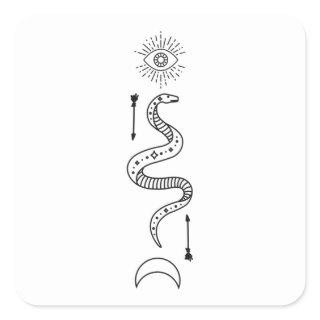 Snake Occultism Symbol Gothic Wicca Square Sticker