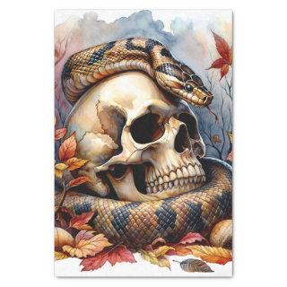 Snake With Skull Autumn Leaves Tissue Paper