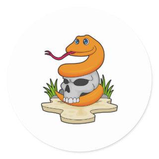 Snake with Skull Classic Round Sticker