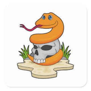 Snake with Skull Square Sticker