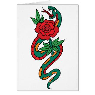 Snake Wrapped Around a Red Rose Tattoo Art
