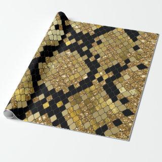 Snakeskin Gold Glitter And Black Pattern
