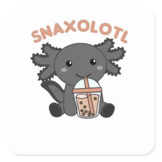 Snaxolotl Axolotl Bubble Tea Lovers Sweet Animals Square Sticker