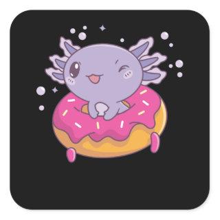 Snaxolotl Axolotl Donut Lovers Sweet Animals Square Sticker