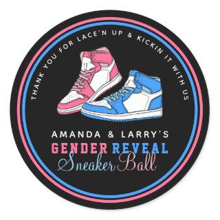Sneaker Ball Gender Reveal Classic Round Sticker