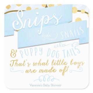 Snips & Snails Blue Gold Striped Favor Stickers