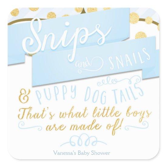 Snips & Snails Blue Gold Striped Favor Stickers