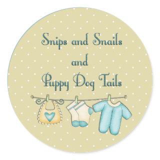 Snips Snails Puppy Dog Tails With Baby Clothes Classic Round Sticker