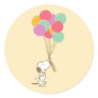 Snoopy and Balloons Classic Round Sticker