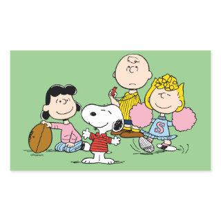 Snoopy and the Gang Play Football Rectangular Sticker