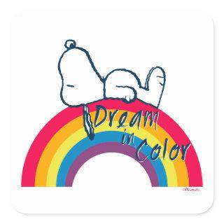 Snoopy | Dream in Color Rainbow Square Sticker