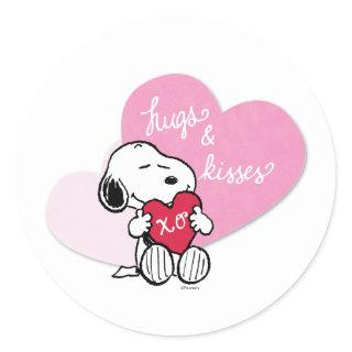 Snoopy Hugs & Kisses Classic Round Sticker