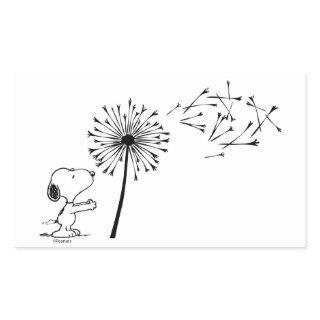 Snoopy With Dandelion Rectangular Sticker