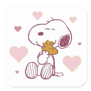 Snoopy & Woodstock - Love is Snuggles & Cuddles Square Sticker