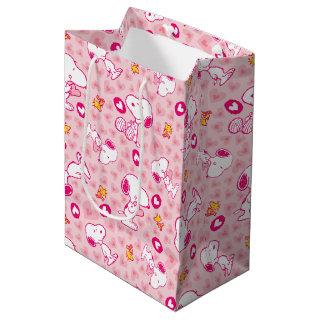 Snoopy & Woodstock Pink Hearts Pattern Medium Gift Bag