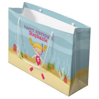 Snorkeling Girl Beach Party Large Gift Bag