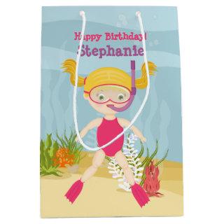 Snorkeling Girl Beach Party Medium Gift Bag