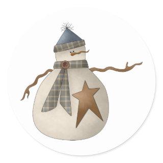 Snow Bobbins · Snowman with Star Classic Round Sticker