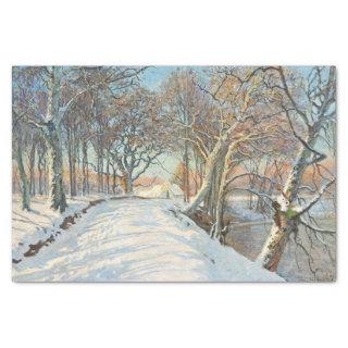 Snow Covered Landscape, Viggo Langer, Decoupage Tissue Paper