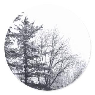 Snow Covered Trees Winter Photo Classic Round Sticker