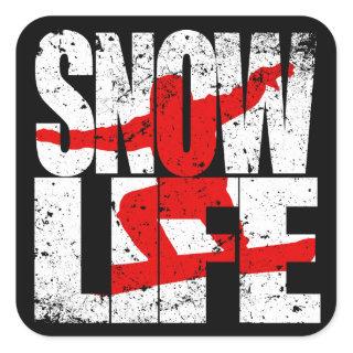 SNOW LIFE red boarder (wht) Square Sticker