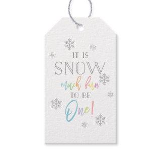 Snow Much Fun | Silver Rainbow First Birthday Gift Tags