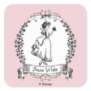 Snow White | Holding Apple - Elegant Sketch Square Sticker