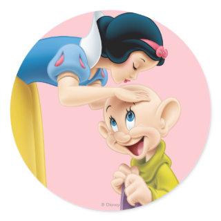 Snow White Kissing Dopey on the Head Classic Round Sticker