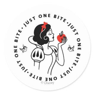 Snow White Outline Graphic "Just One Bite" Classic Round Sticker