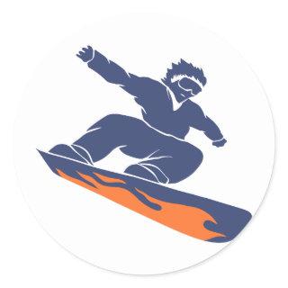 Snowboarder silhouette - Choose background color Classic Round Sticker