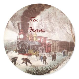 Snowbound Train Gift Tag Stickers