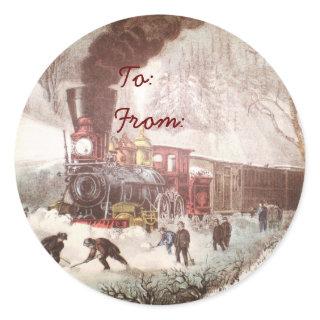 Snowbound Train Gift Tag Stickers