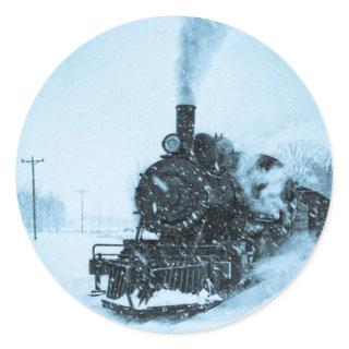 Snowbound Train Vintage Classic Round Sticker