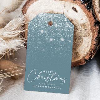 Snowdrift Blue Frost Merry Christmas Gift Tags